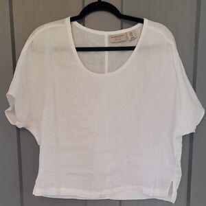 Martha Stewart Pure White Linen Blouse